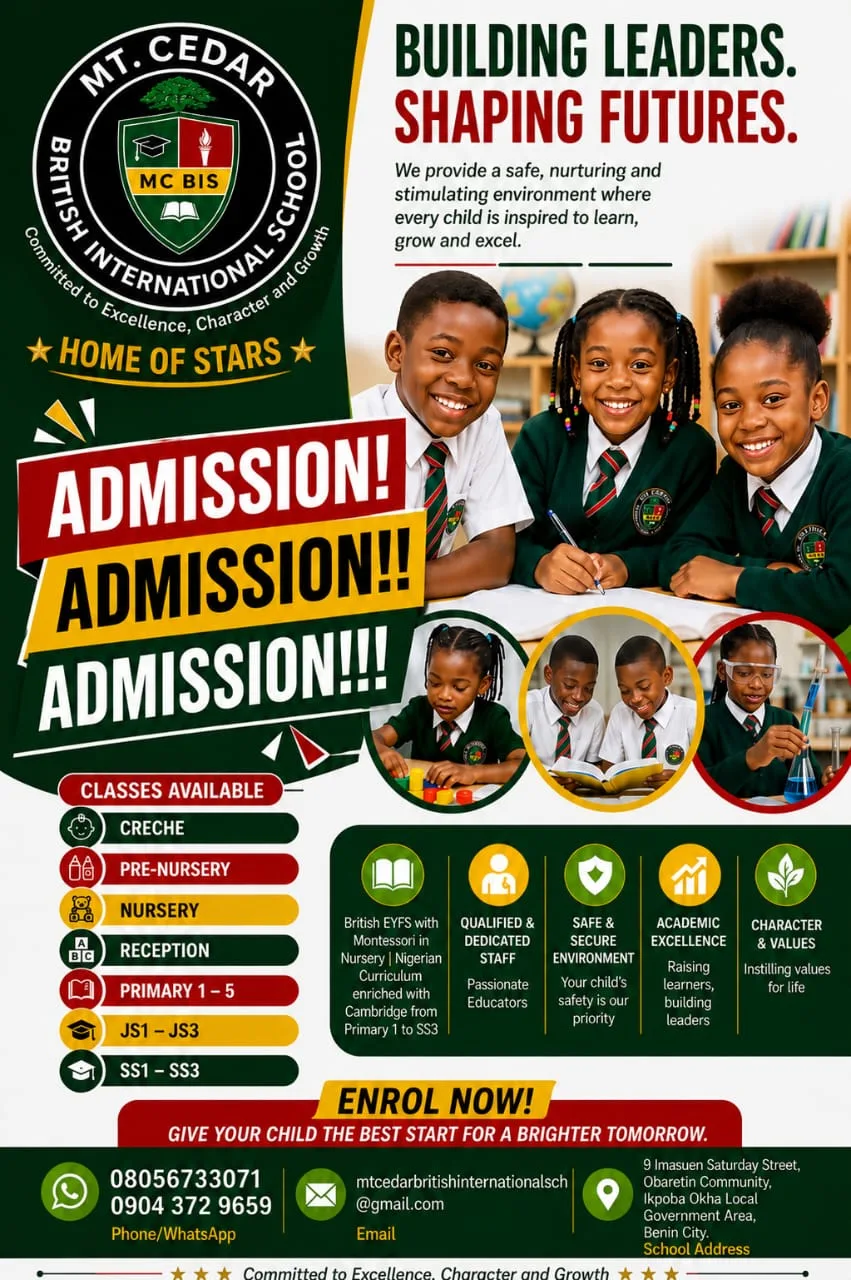 Mt Cedar school life in Benin City